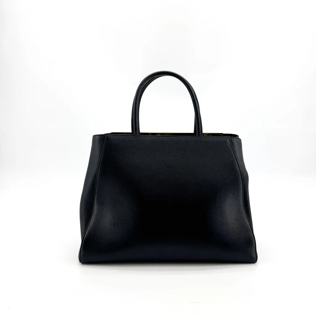 Fendi Medium 2Jour Tote Bag Black Black Leather Good - Inside View