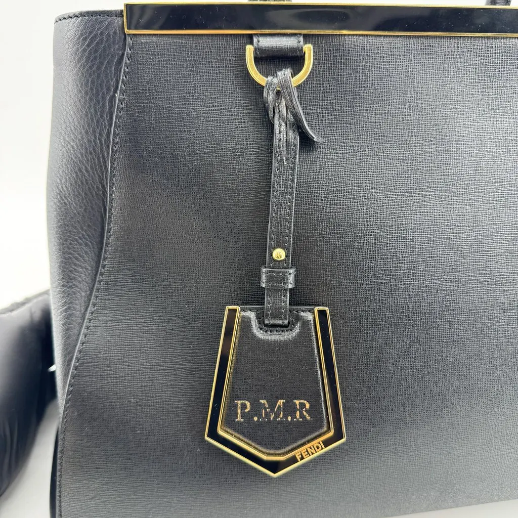 Fendi Medium 2Jour Tote Bag Black Black Leather Good - Box View