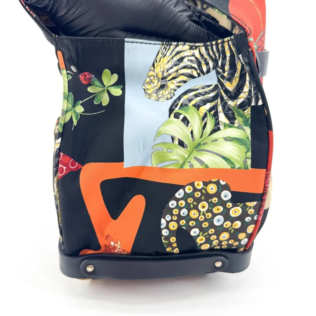 Salvatore Ferragamo Safari Leopard Floral Print Tote Bag Black Multicolor Black Polyamide Very good - Model View