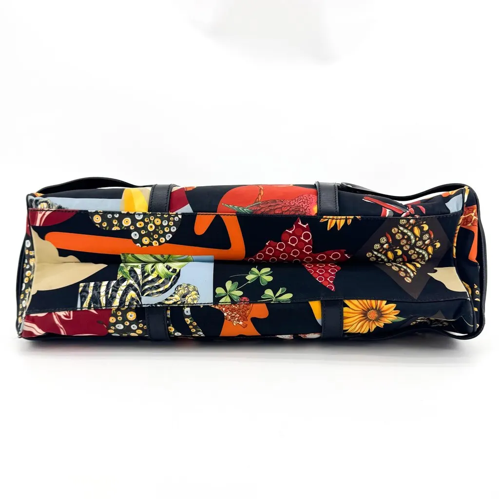 Salvatore Ferragamo Safari Leopard Floral Print Tote Bag Black Multicolor Black Polyamide Very good - Box View