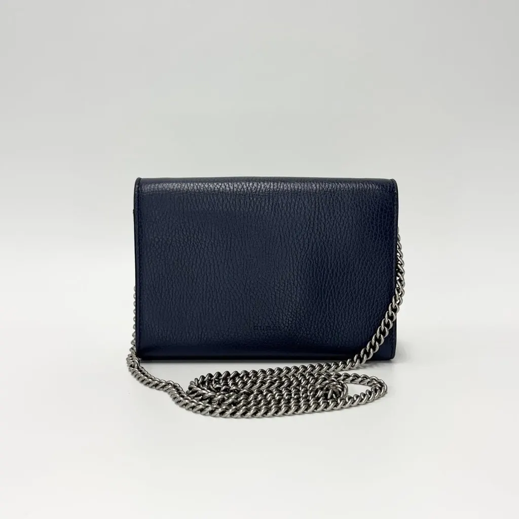 Gucci Dionysus Mini Leather Chain Bag Navy Navy Leather Good - Inside View