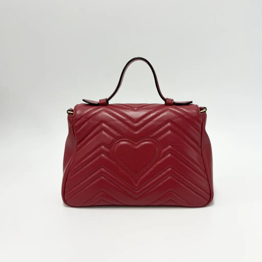 Gucci Marmont Matelassé Top Handle Red Red Leather Very good - Inside View