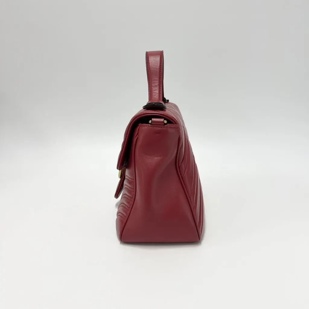 Gucci Marmont Matelassé Top Handle Red Red Leather Very good - Box View