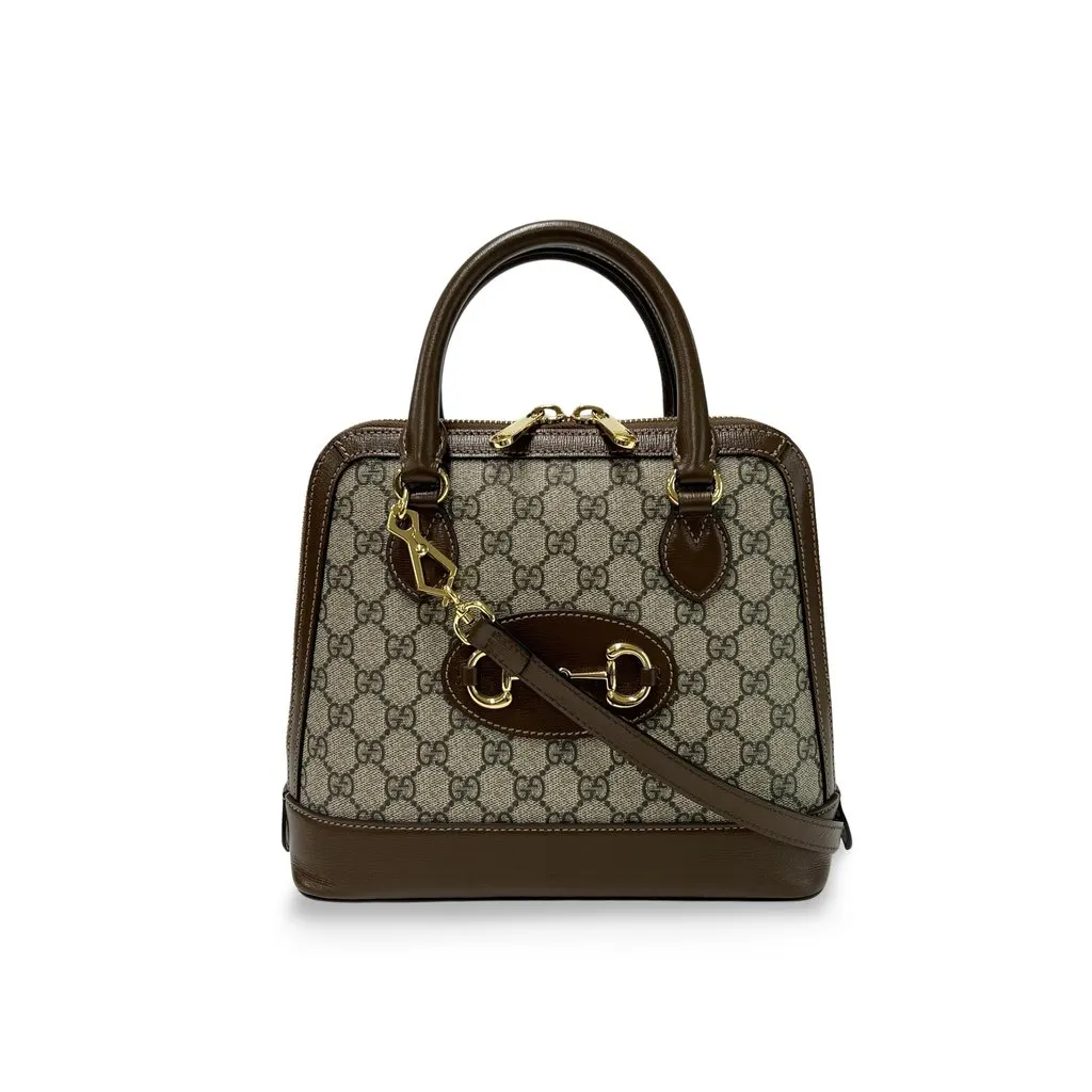 Gucci Horsebit 1955 Small Top Handle Brown Canvas Very good - Front View