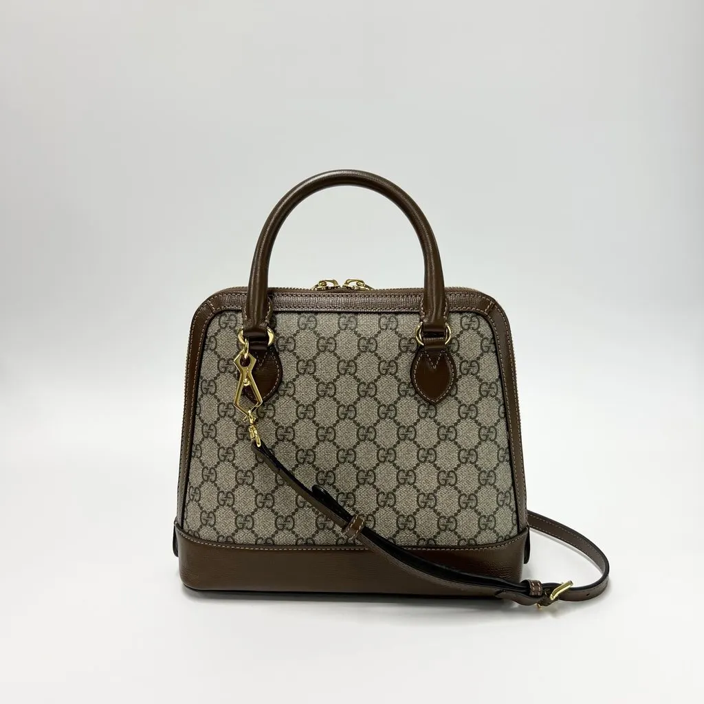 Gucci Horsebit 1955 Small Top Handle Brown Canvas Very good - Back View
