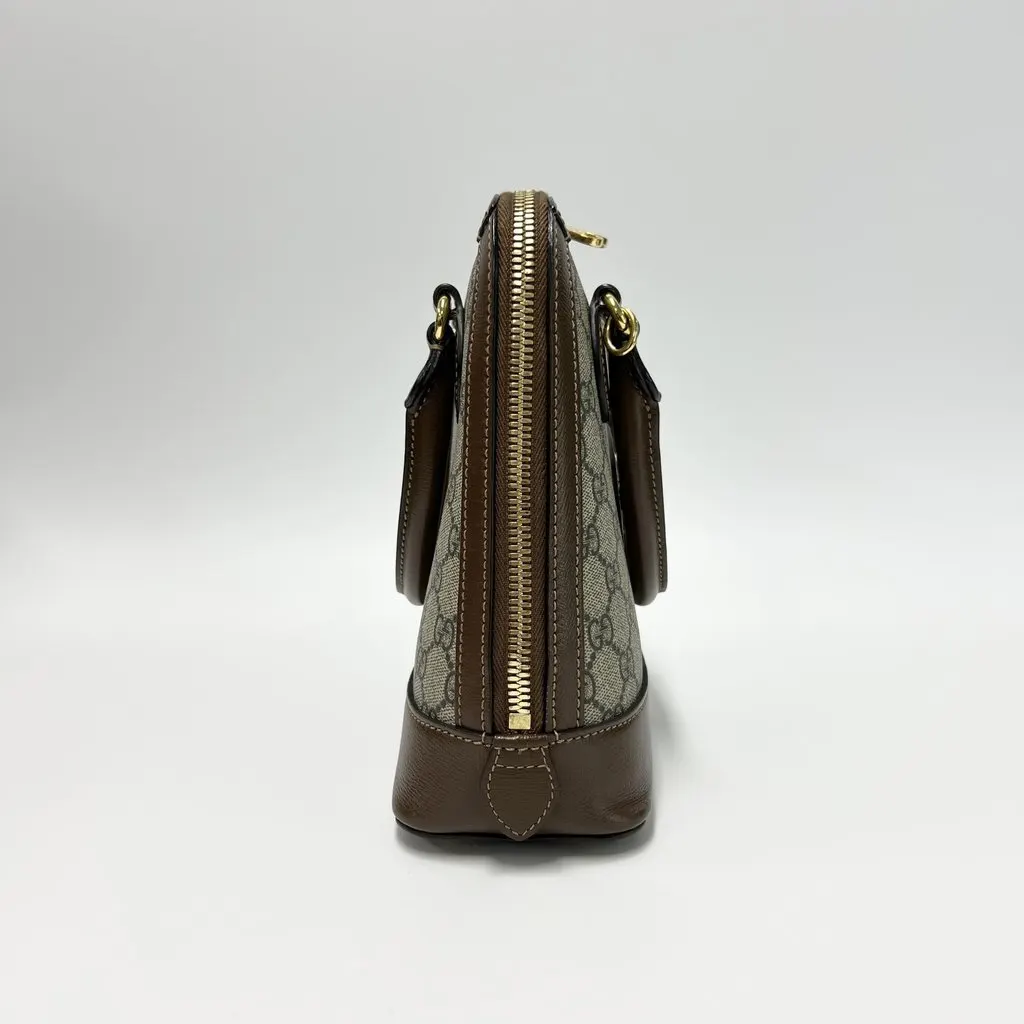 Gucci Horsebit 1955 Small Top Handle Brown Canvas Very good - Model View