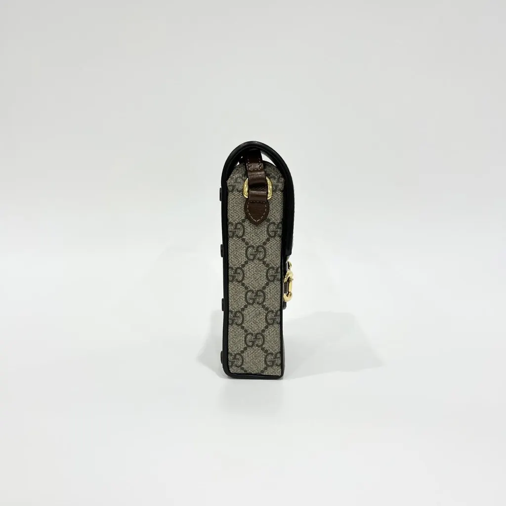 Gucci Horsebit 1955 Mini Bag Phone Holder Bag Brown Canvas Good - Inside View