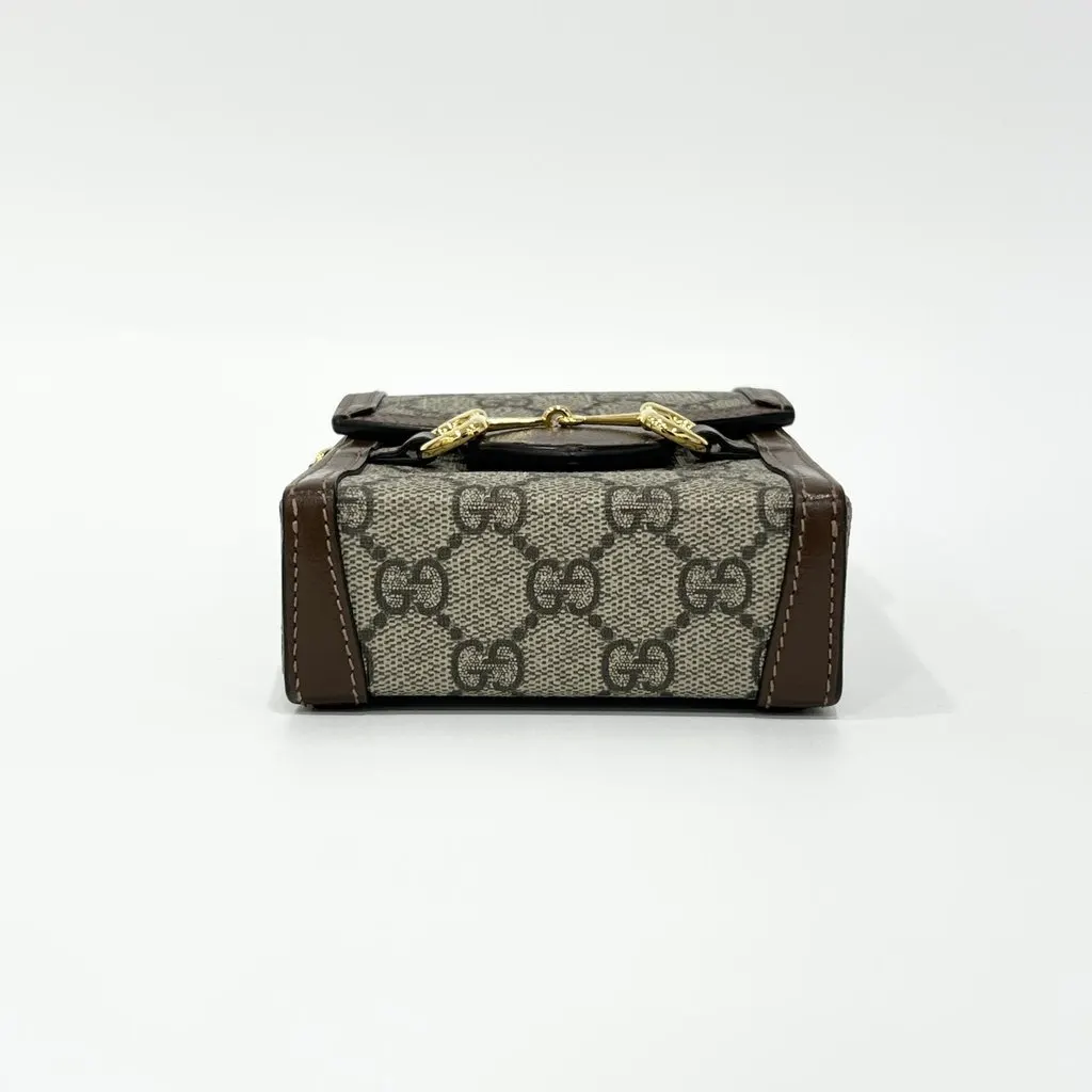 Gucci Horsebit 1955 Mini Bag Phone Holder Bag Brown Canvas Good - Box View