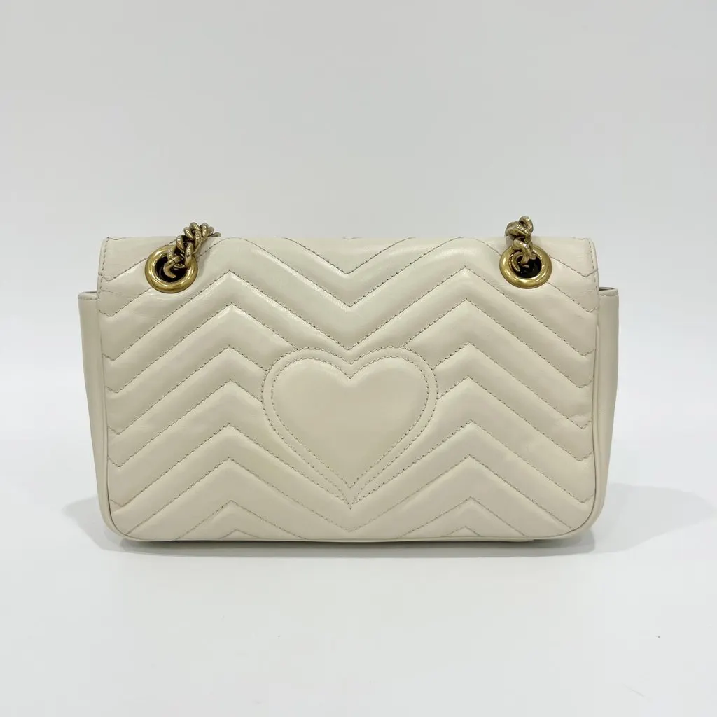 Gucci GG Marmont Small Shoulder Bag White White Leather Fair - Back View
