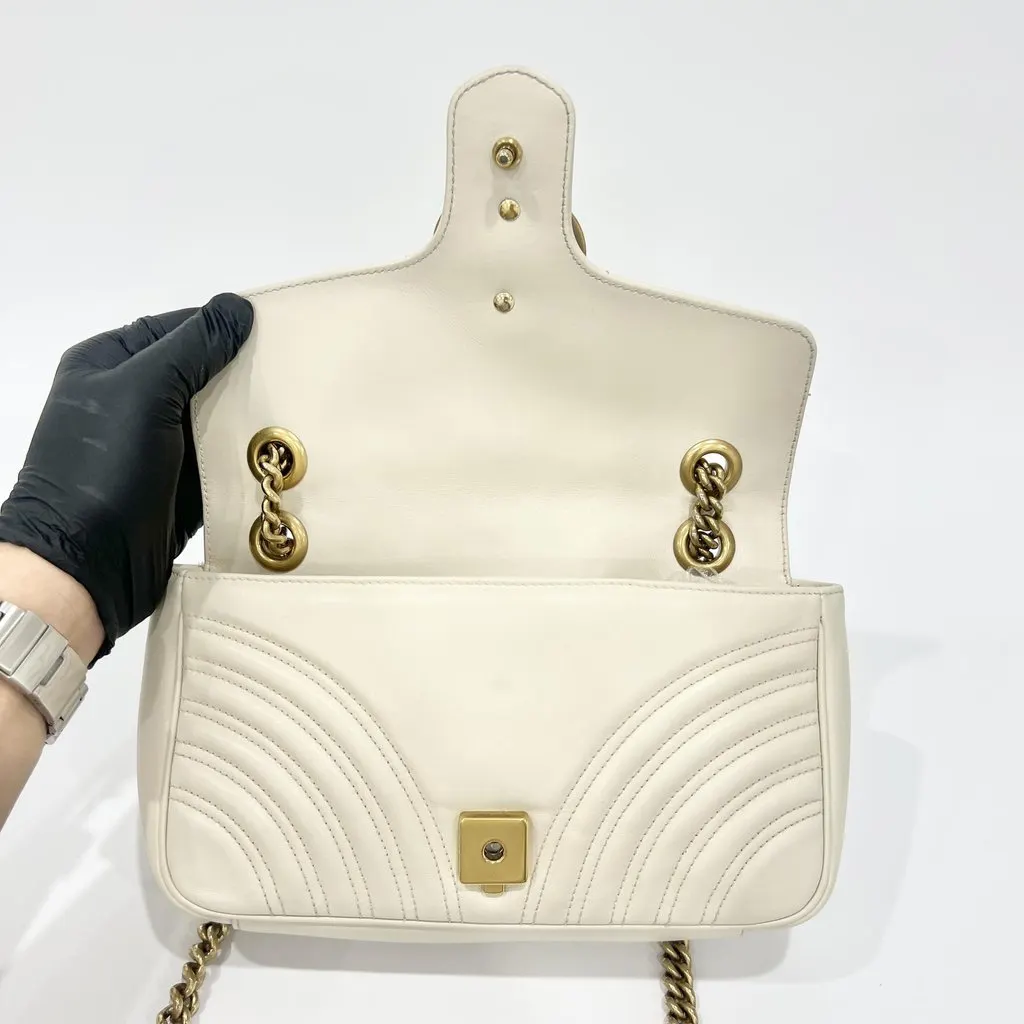 Gucci GG Marmont Small Shoulder Bag White White Leather Fair - Box View