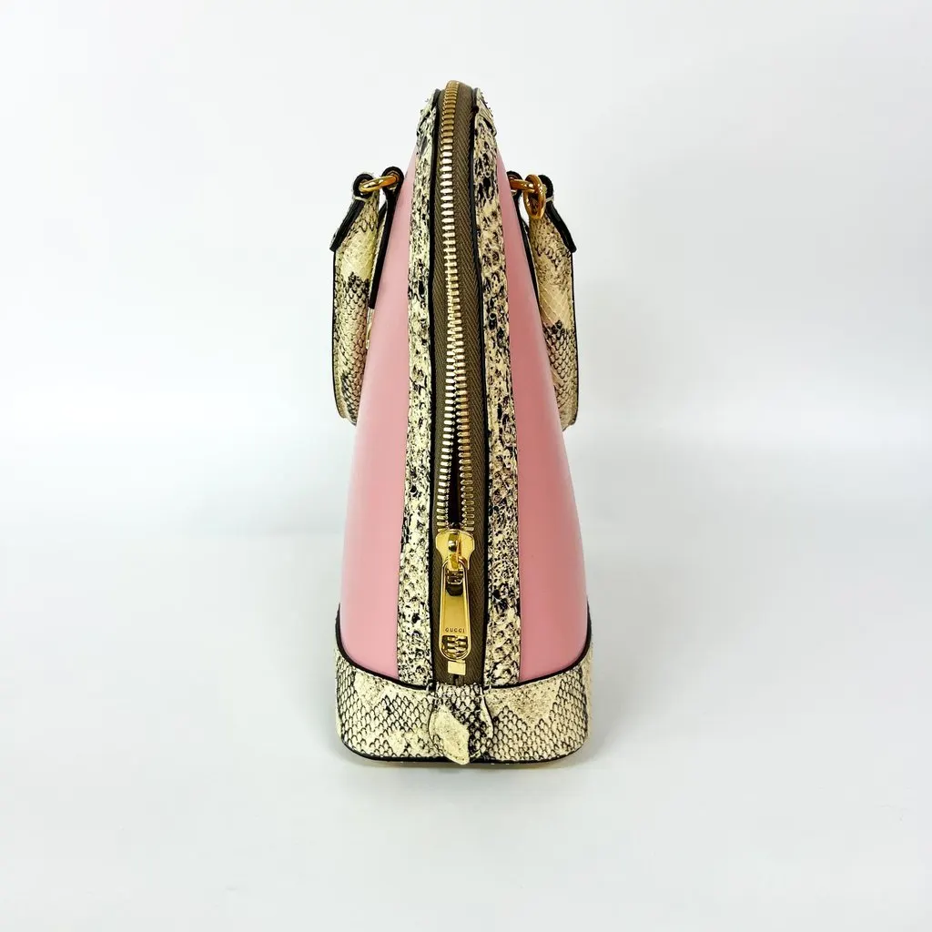 Gucci Horsebit 1955 Small Top Handle Bag Pink Trim Ecru Leather Very good - Box View