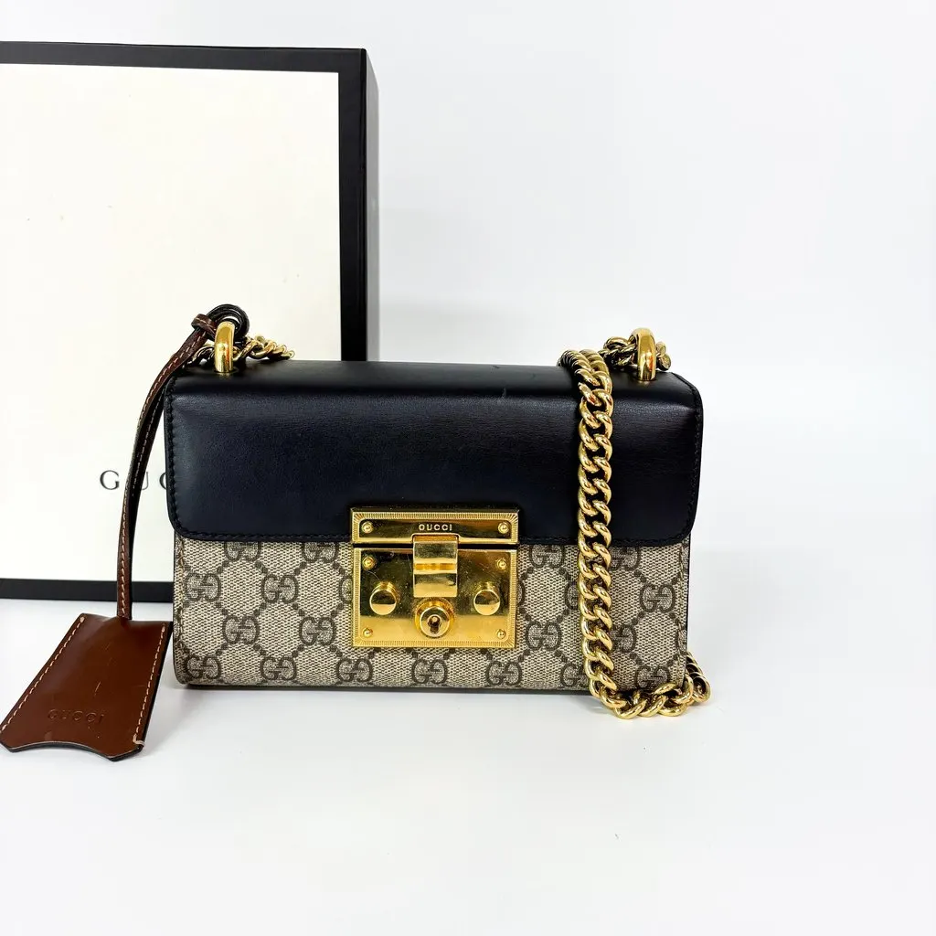 Gucci Padlock GG Small Shoulder Bag Black Black Canvas Good - Back View
