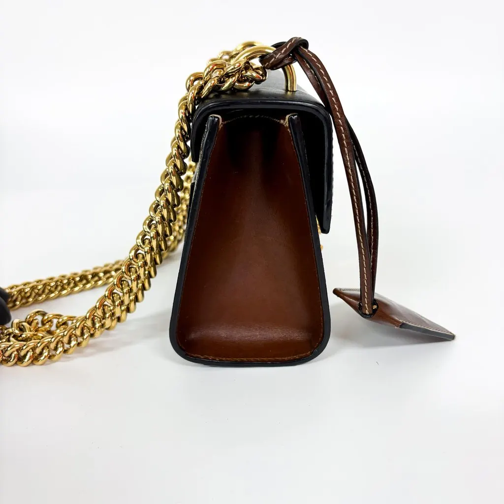 Gucci Padlock GG Small Shoulder Bag Black Black Canvas Good - Model View