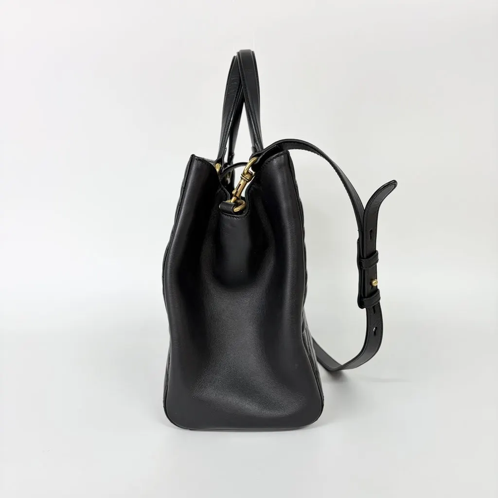 Gucci GG Marmont Small Matelassé Tote Bag Black Black Leather Good - Model View