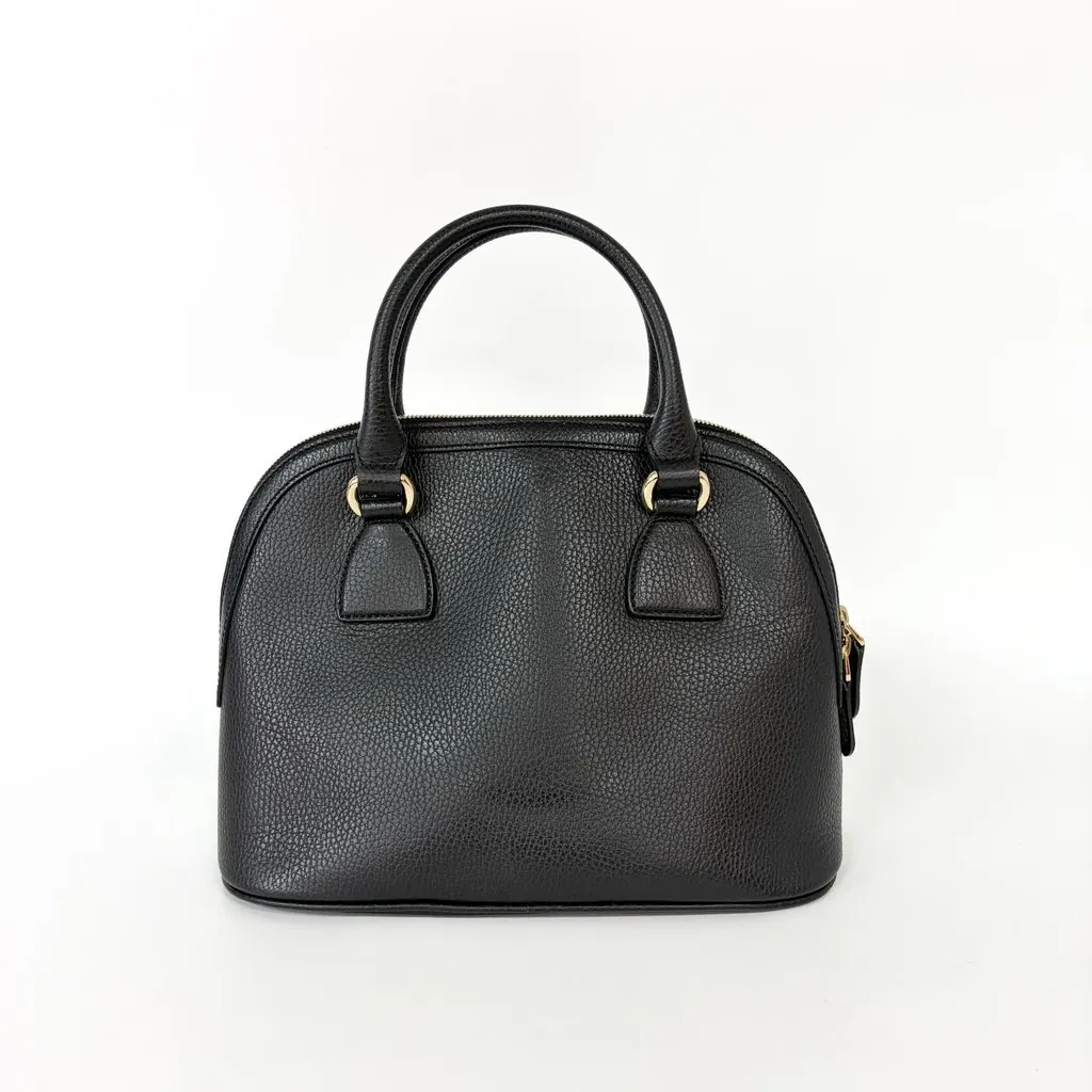 Gucci Interlocking G Logo Dome Handbag Small Black Black Leather Good - Back View