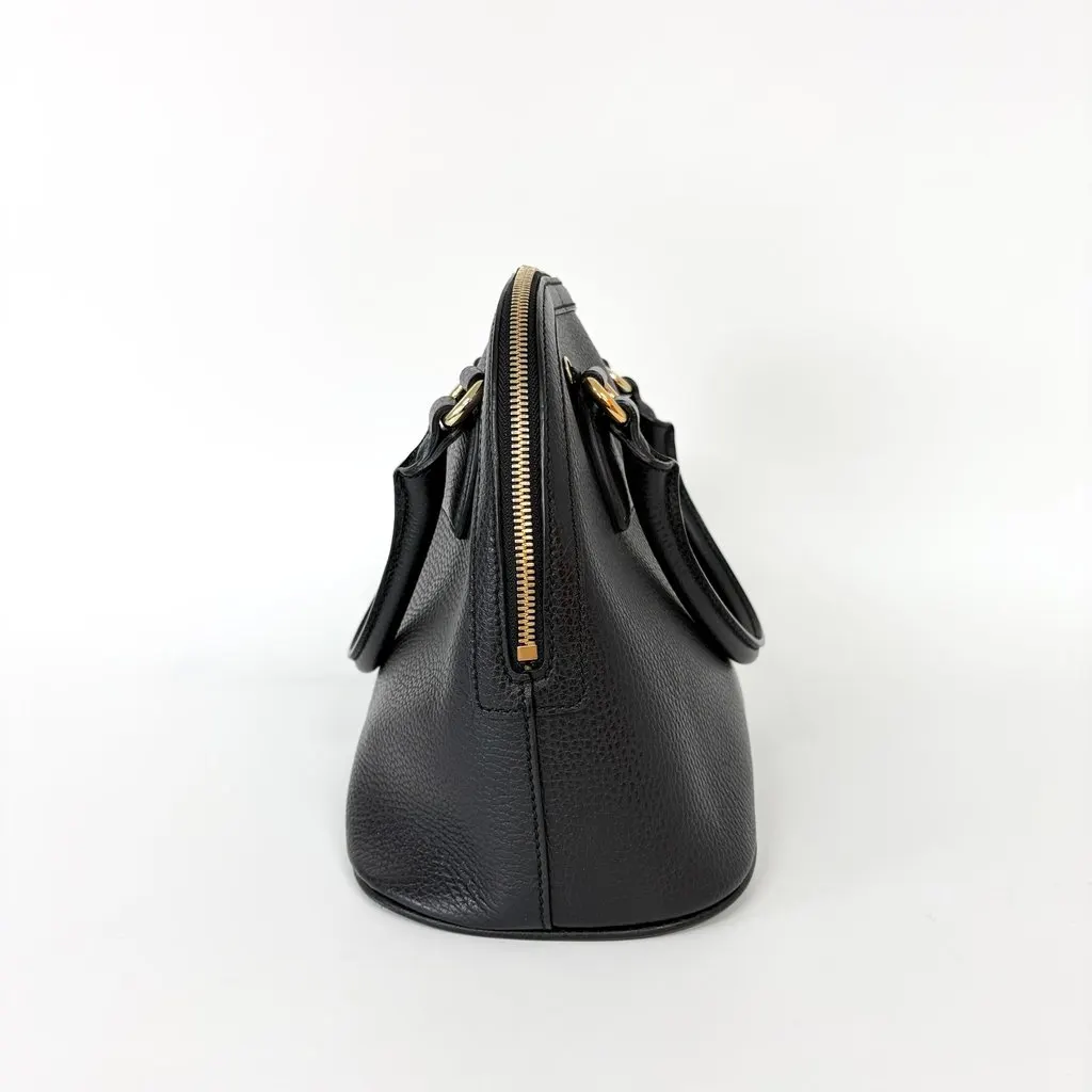 Gucci Interlocking G Logo Dome Handbag Small Black Black Leather Good - Model View