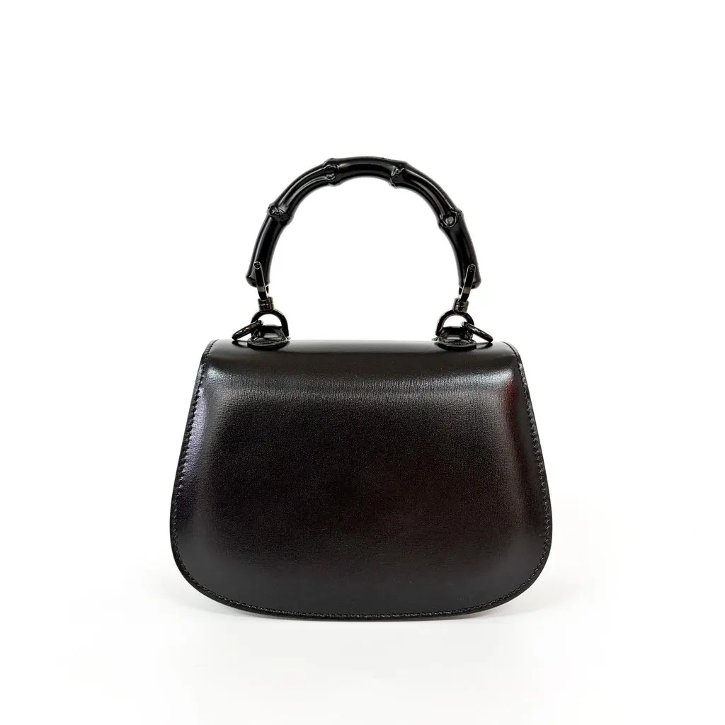 Gucci Bamboo 1947 Mini Top Handle Bag Black MultiColor Leather Very good - Inside View