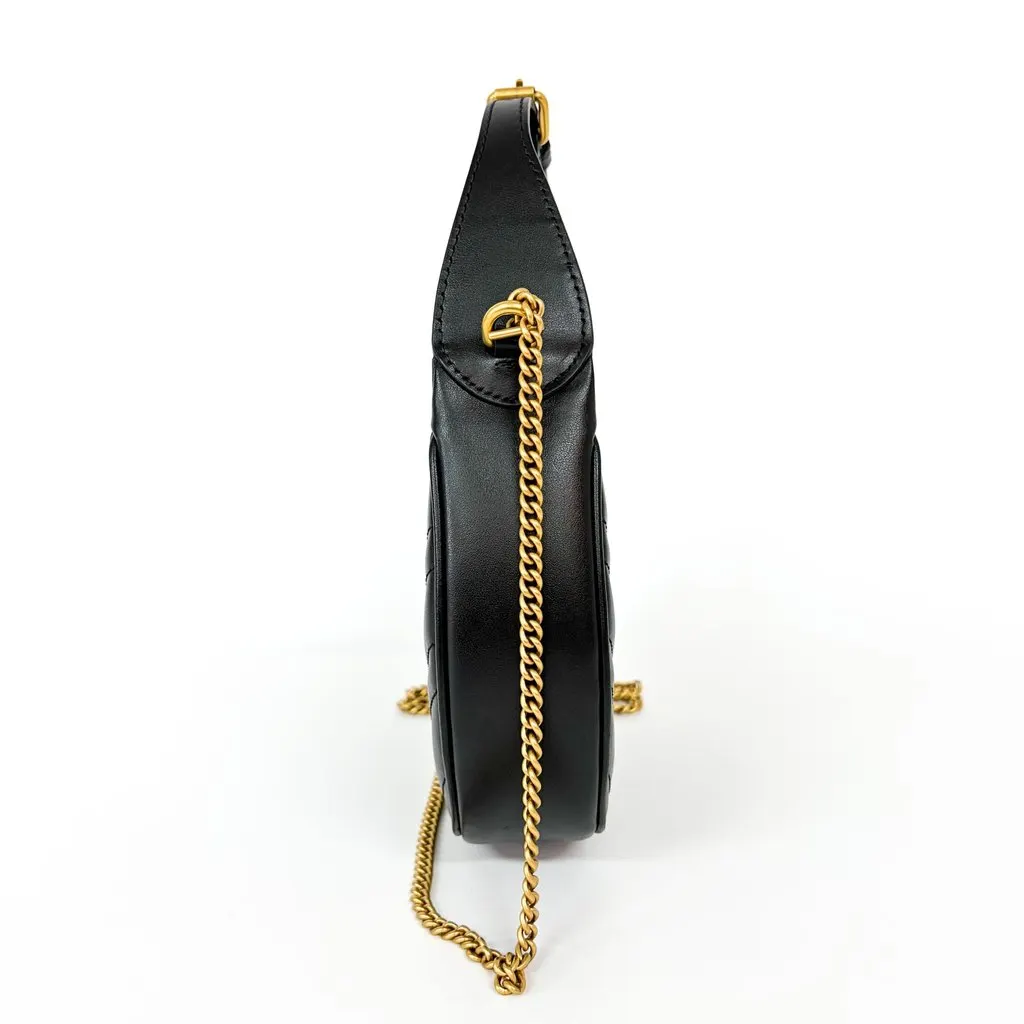 Gucci GG Marmont Half Moon Mini Shoulder Bag Black MultiColor Leather Very good - Model View