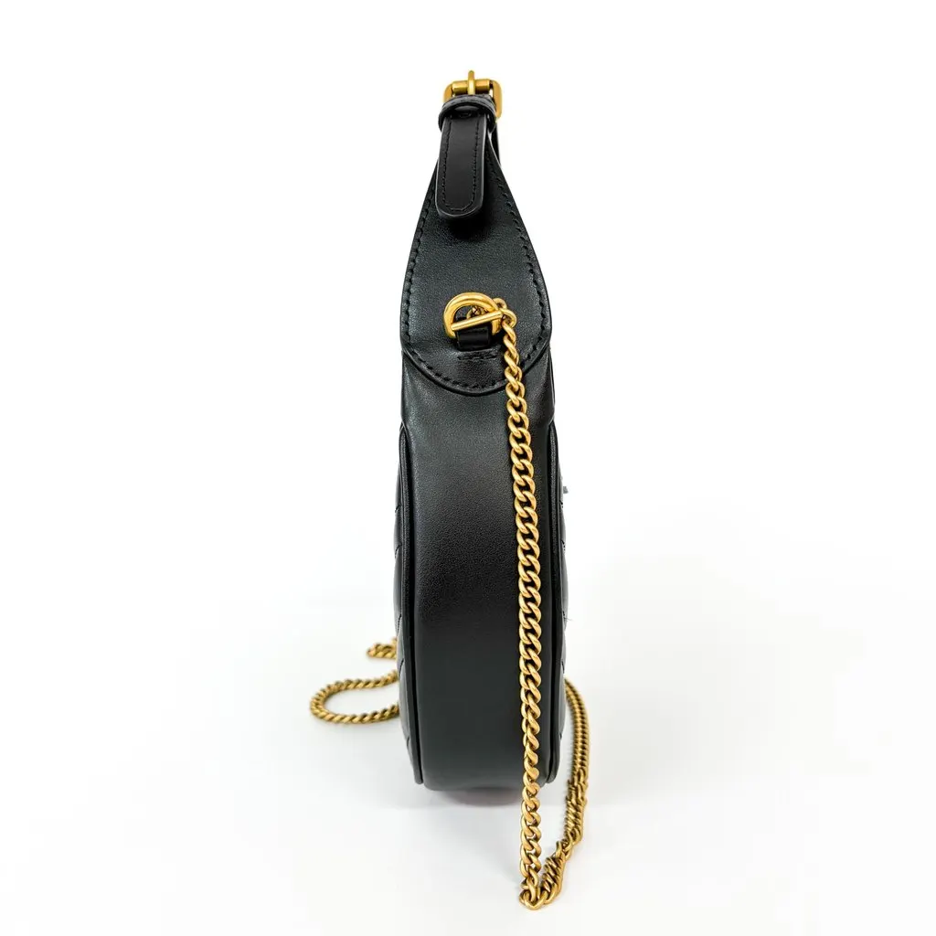 Gucci GG Marmont Half Moon Mini Shoulder Bag Black MultiColor Leather Very good - Box View