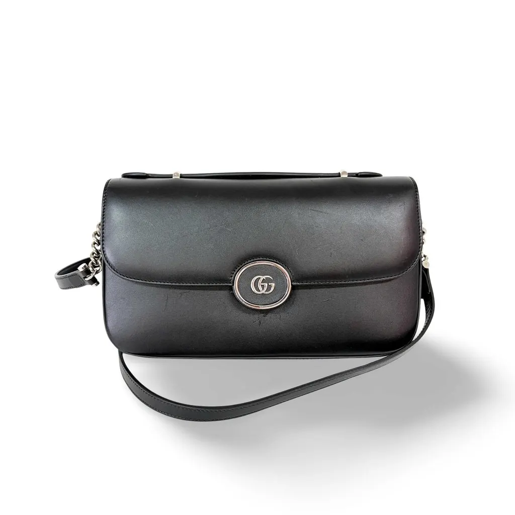 Gucci Marina Small Shoulder Bag Black MultiColor Leather Good - Front View