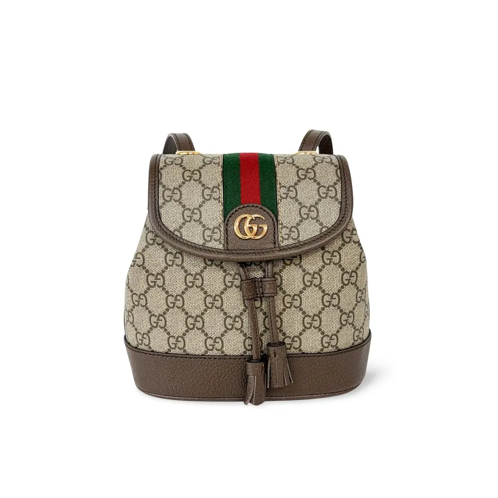Gucci Ophidia GG Small Backpack Brown MultiColor Canvas Good - Front View