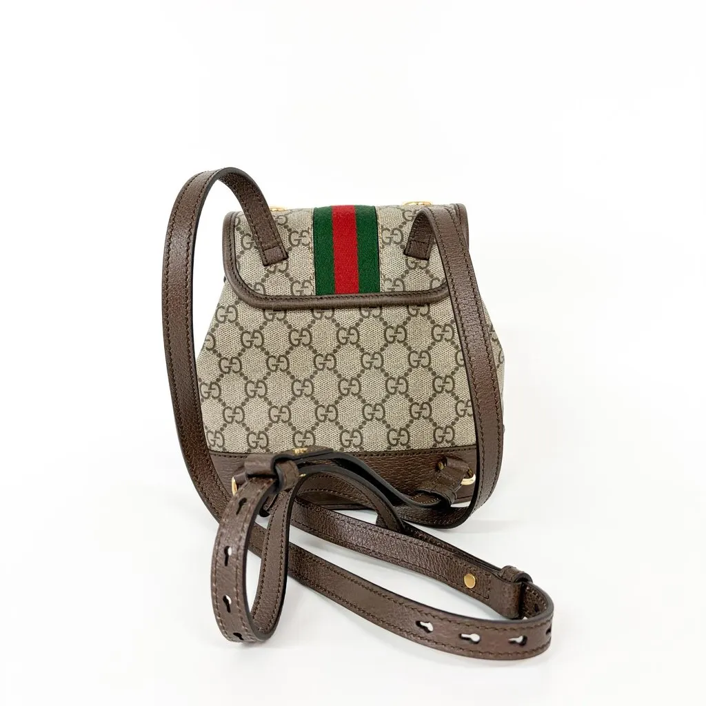 Gucci Ophidia GG Small Backpack Brown MultiColor Canvas Good - Inside View