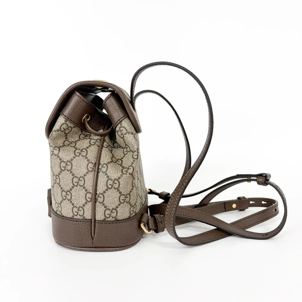Gucci Ophidia GG Small Backpack Brown MultiColor Canvas Good - Model View