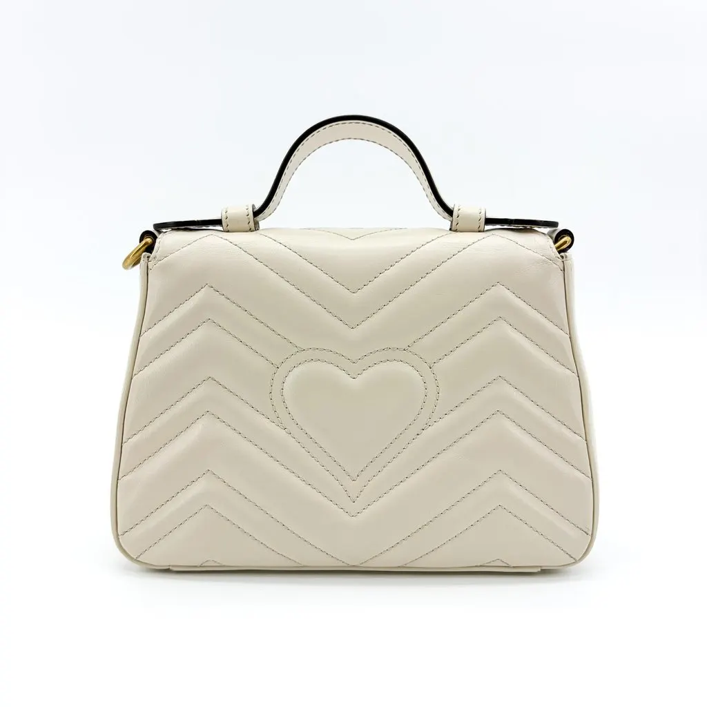 Gucci GG Marmont Matelassé Mini Top Handle Bag White MultiColor Leather Fair - Inside View