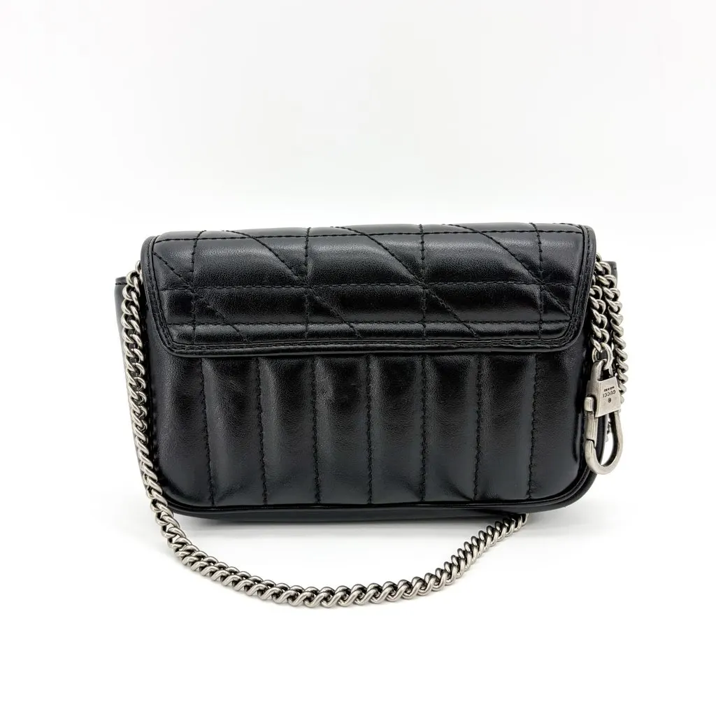 Gucci GG Marmont Matelassé Super Mini Bag Black Silver Black Leather Very good - Inside View