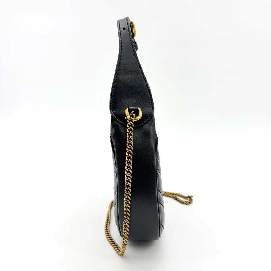 Gucci GG Marmont Half Moon Shape Mini Shoulder Bag Black Black Leather Very good - Model View