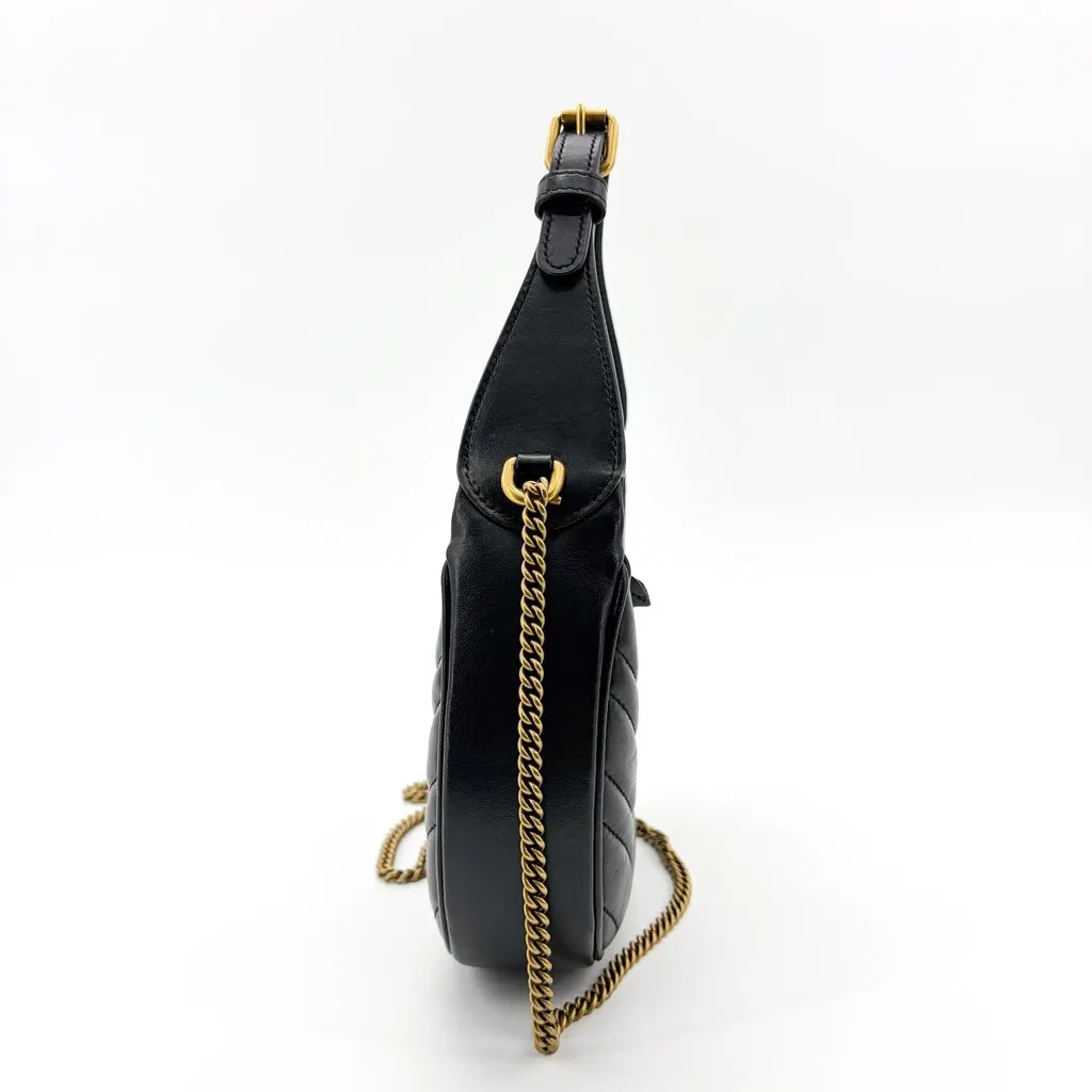 Gucci GG Marmont Half Moon Shape Mini Shoulder Bag Black Black Leather Very good - Box View