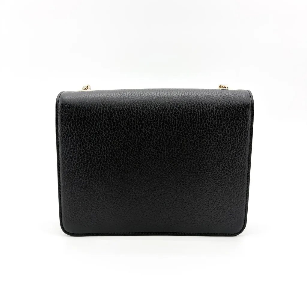 Gucci Interlocking G Mini Chain Shoulder Bag Black Gold Hardware Black Leather Good - Inside View