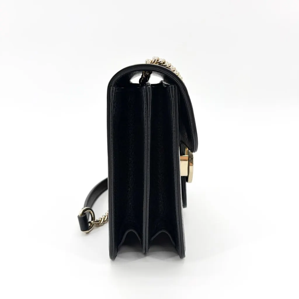 Gucci Interlocking G Mini Chain Shoulder Bag Black Gold Hardware Black Leather Good - Box View