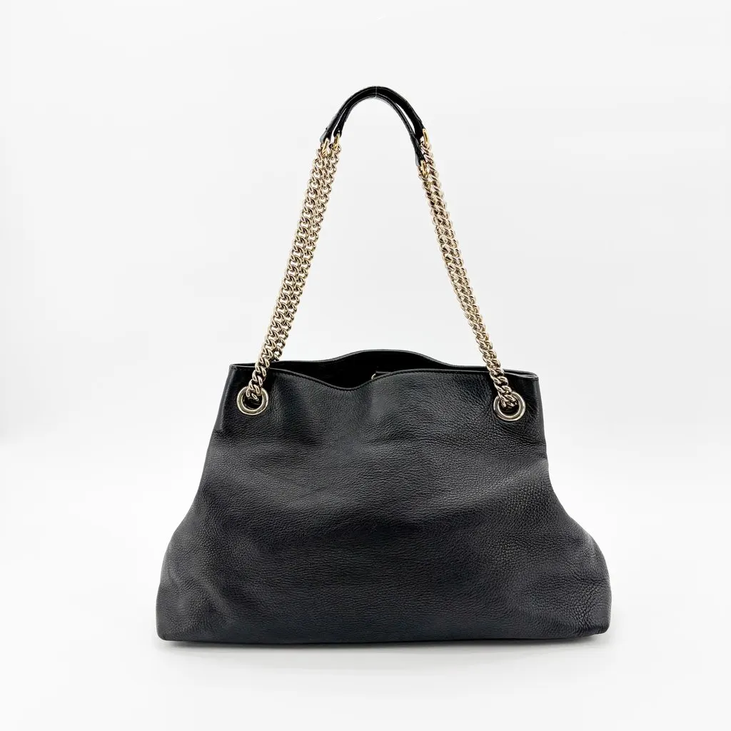 Gucci Soho Medium Chain Shoulder Bag Black Black Leather Good - Inside View