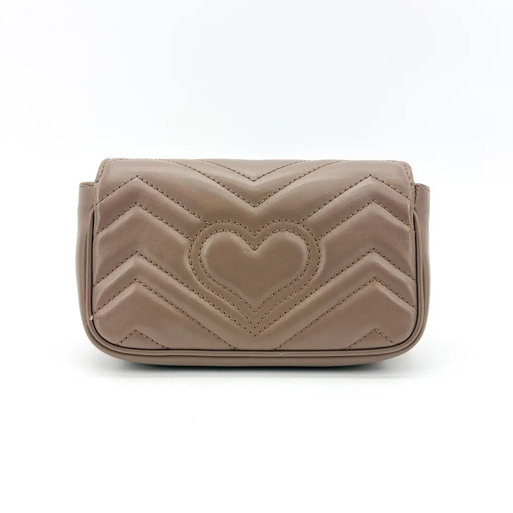 Gucci GG Marmont Super Mini Shoulder Bag Porcelain Rose Beige Leather Very good - Inside View