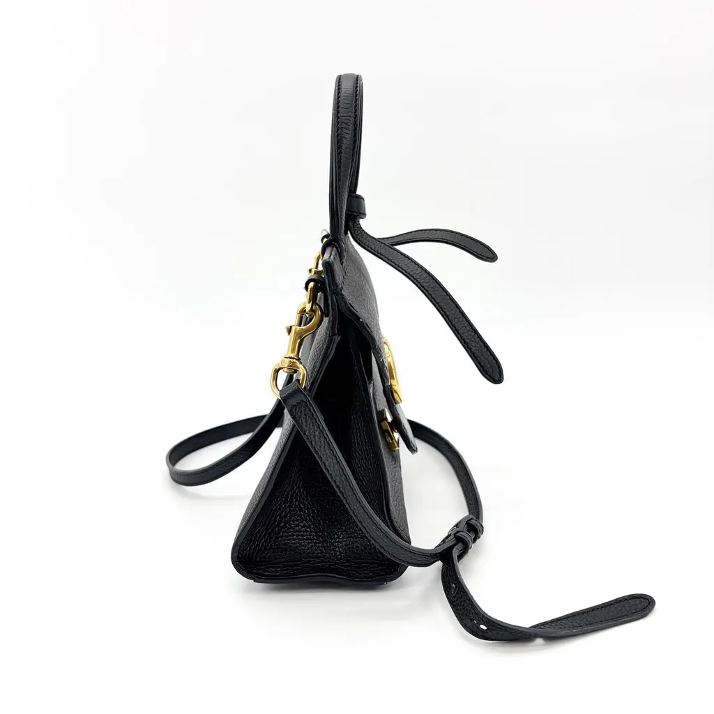 Gucci GG Marmont Small Top Handle Bag Black Black Leather Fair - Model View