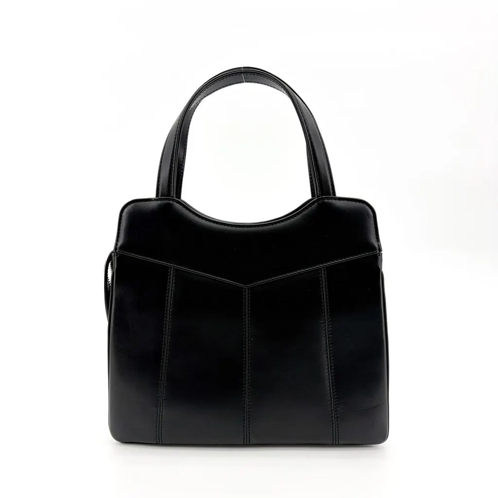Gucci Vintage Interlocking G Circle Logo Leather Handbag Black Black Leather Very good - Inside View