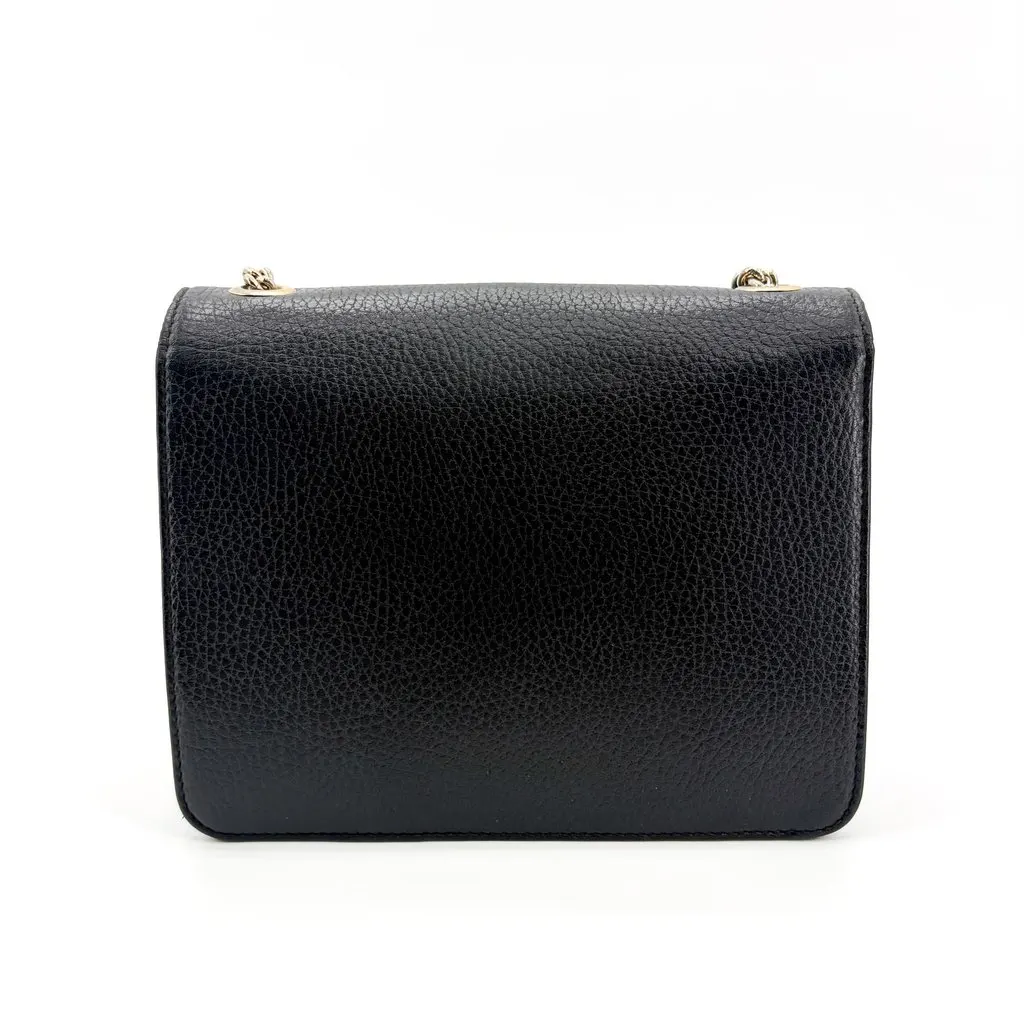 Gucci Interlocking G Small Chain Shoulder Bag Black Black Leather Good - Inside View