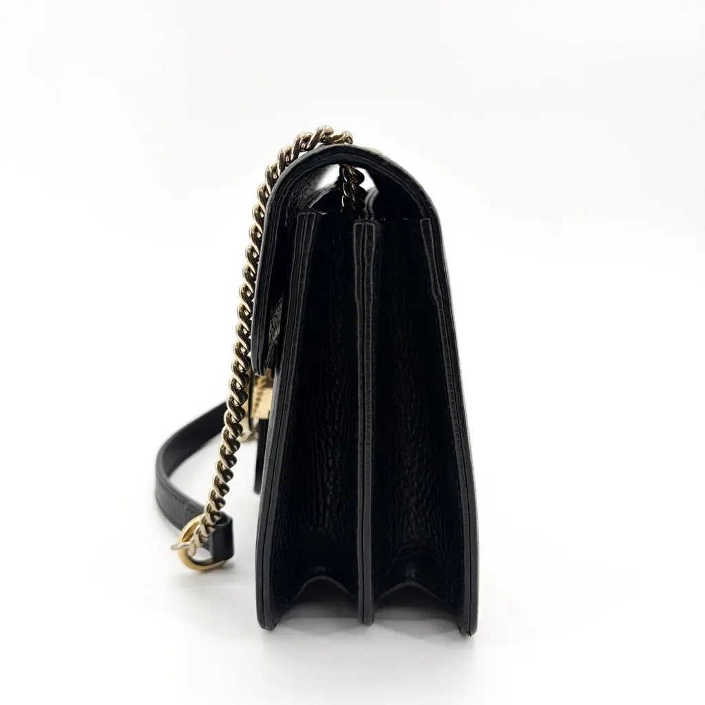 Gucci Interlocking G Small Chain Shoulder Bag Black Black Leather Good - Model View