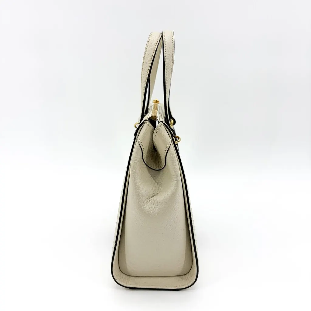 Gucci Ophidia Small Top Handle Bag White Leather Gold Leather Good - Model View