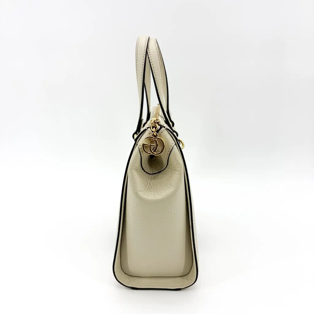 Gucci Ophidia Small Top Handle Bag White Leather Gold Leather Good - Box View
