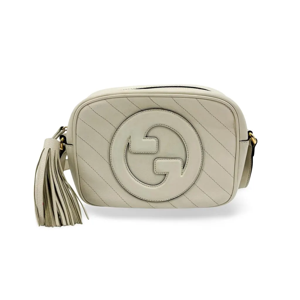 Gucci Soho Chevron Leather Disco Bag Ivory MultiColor Leather Good - Front View