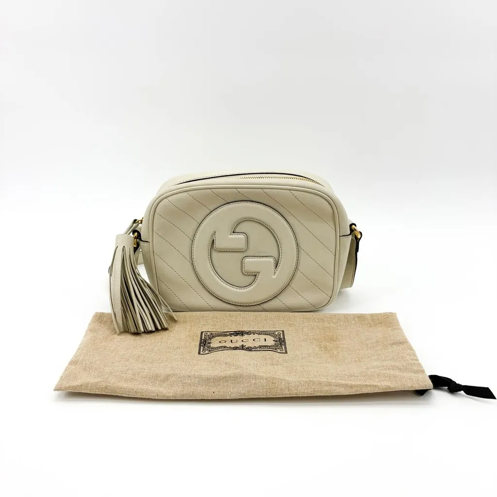Gucci Soho Chevron Leather Disco Bag Ivory MultiColor Leather Good - Back View