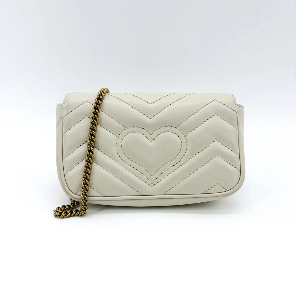 Gucci GG Marmont Matelassé Super Mini Bag White White Leather Good - Inside View