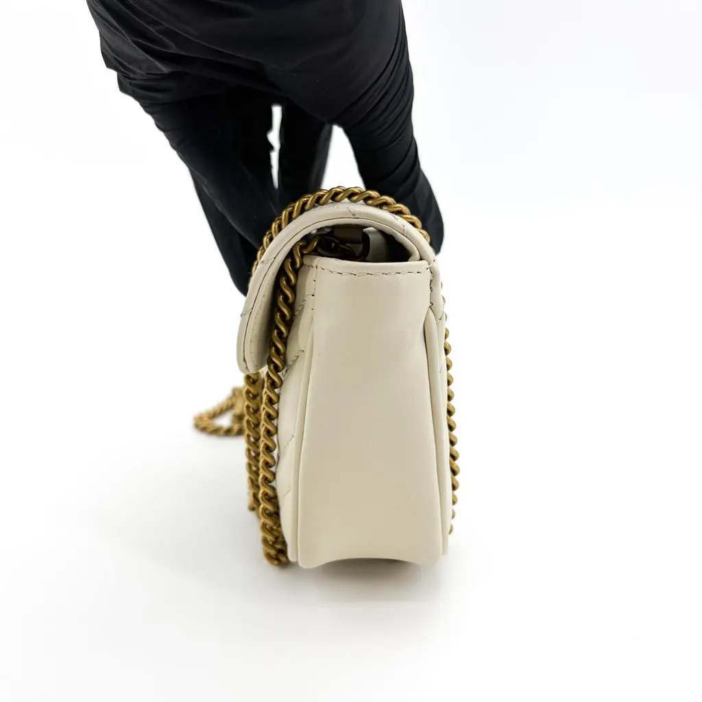 Gucci GG Marmont Matelassé Super Mini Bag White White Leather Good - Model View