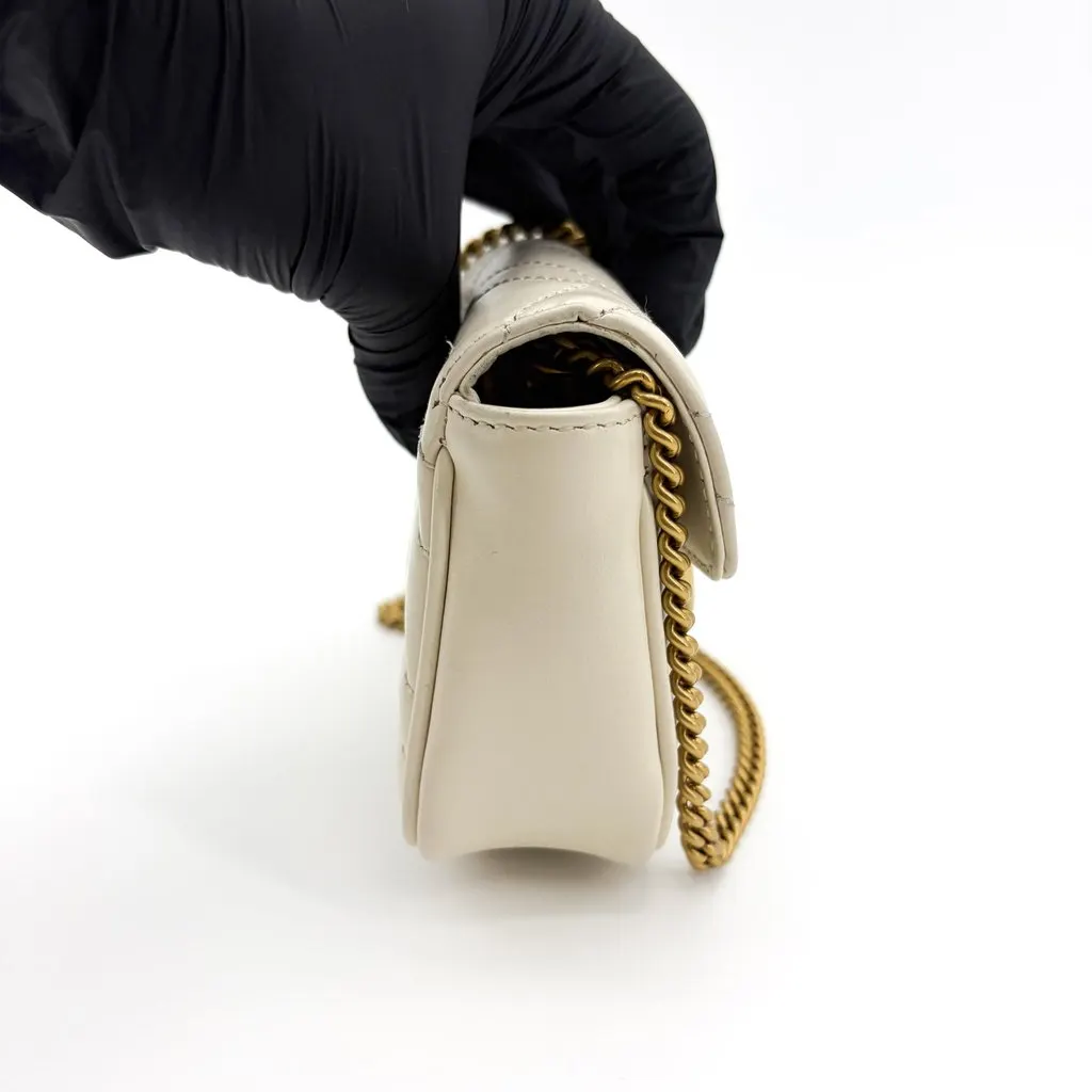 Gucci GG Marmont Matelassé Super Mini Bag White White Leather Good - Box View