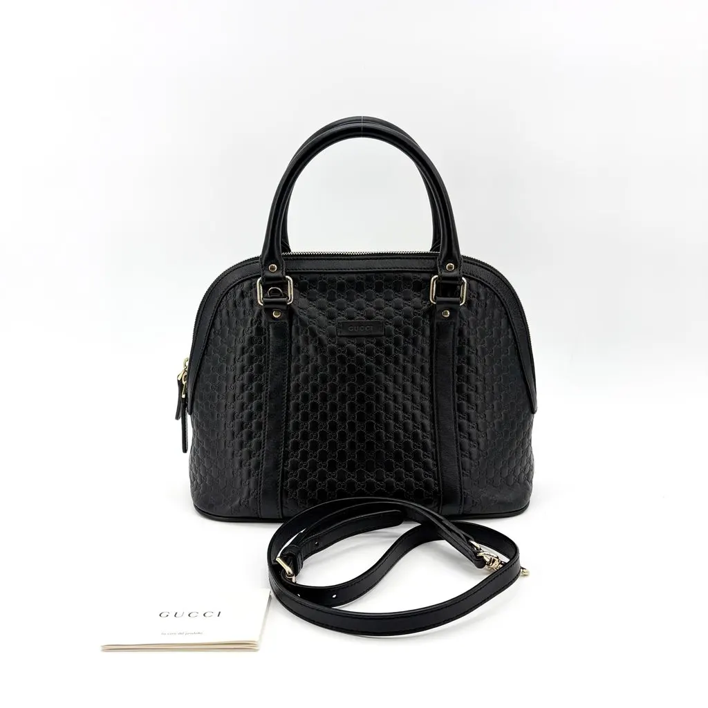 Gucci Microguccissima Medium Dome Handbag Black Black Leather Good - Back View