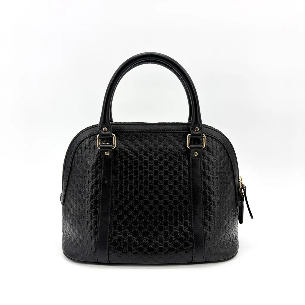 Gucci Microguccissima Medium Dome Handbag Black Black Leather Good - Inside View