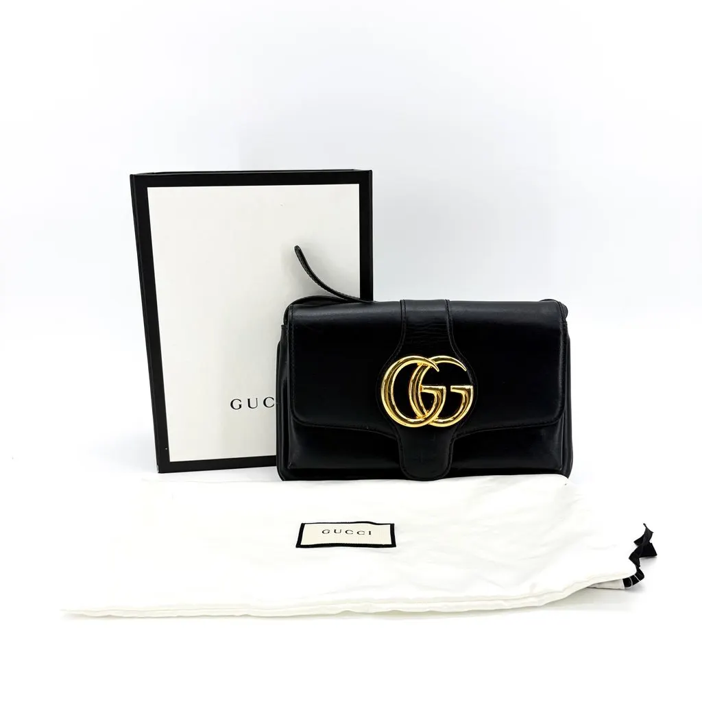Gucci Blondie Small Shoulder Bag Black with Gold Hardware Black Leather Good - Back View