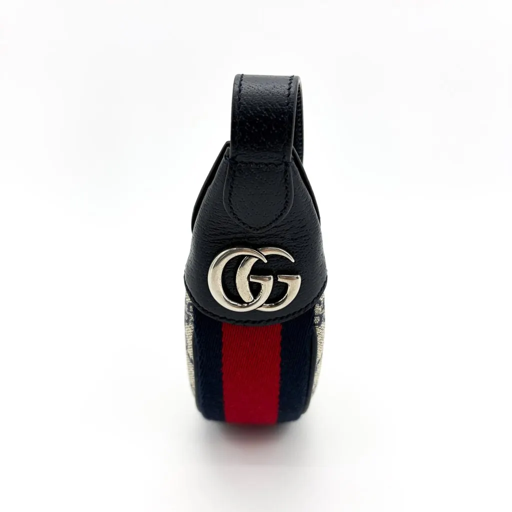 Gucci Ophidia Small GG Supreme Half Moon Shoulder Bag Blue Ivory Blue Canvas Very good - Box View